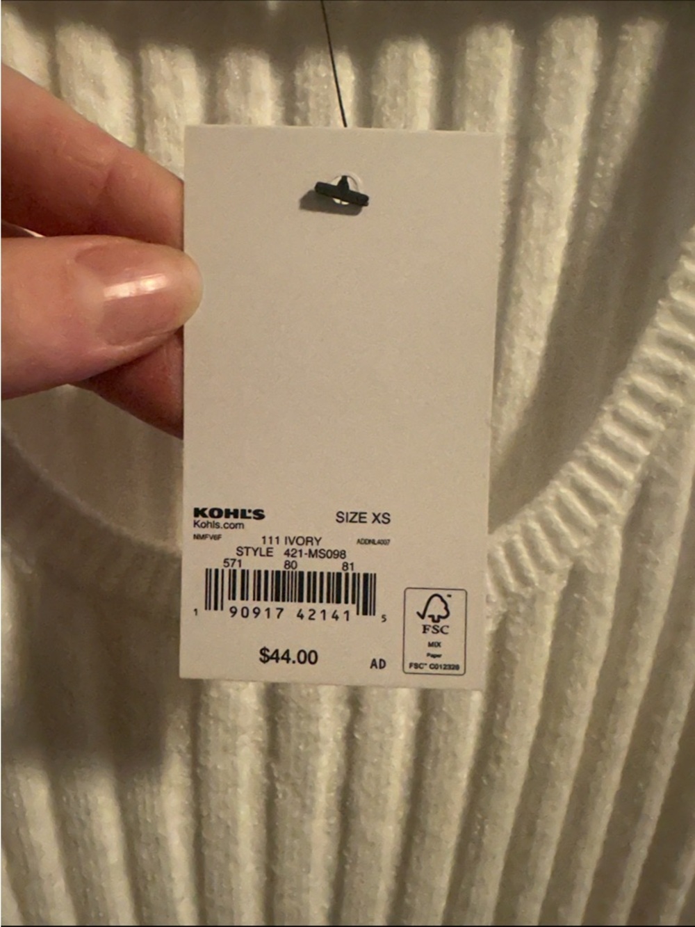 Sonoma x Lauren Lane Ivory Ribbed Knit Tank Midi Dress - Picture 2 of 5